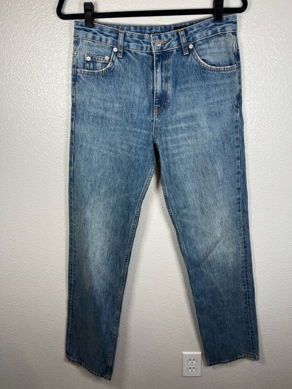 Zara Mid-Rise Straight Leg Jeans Women’s 6 No Stretch 100% Cotton - Picture 4 of 10